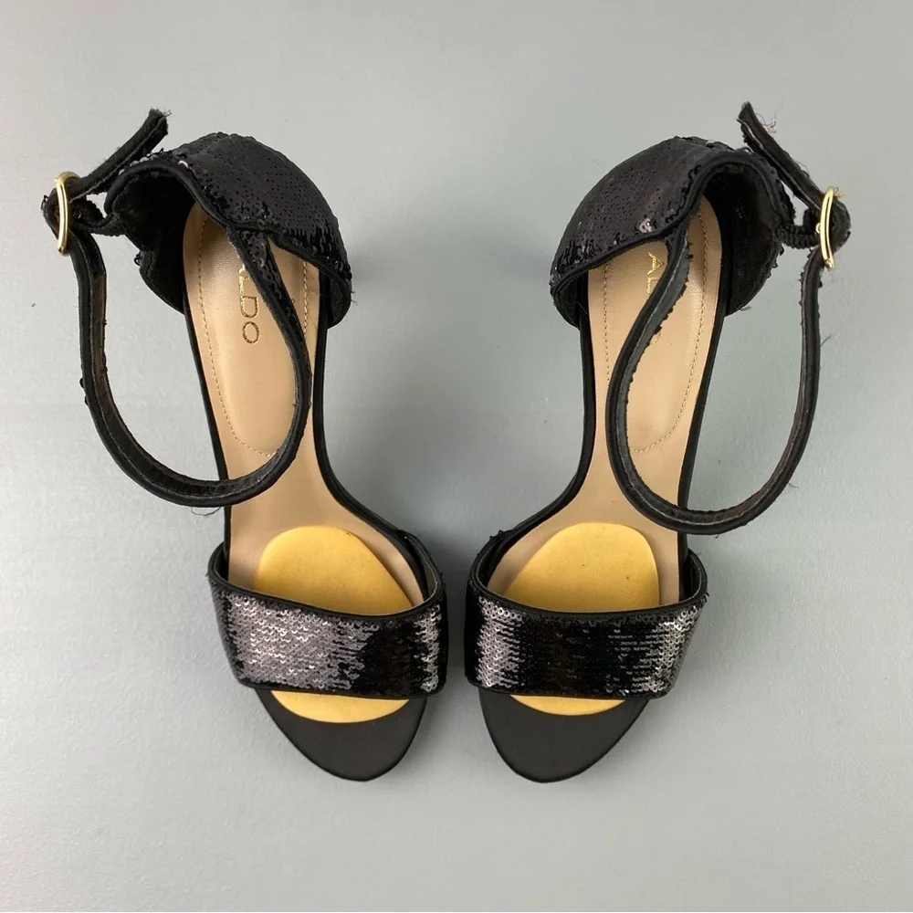 ALDO Black Sequin High Stilletto Formal Heels Women's size 8.5